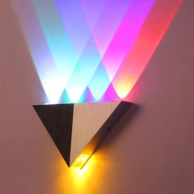 Colorful Decoration LED Wall Light 5W AC90-265V Triangle Aluminum 5 Colors Wall Lamps Cold/ Warm White For Room Hotel