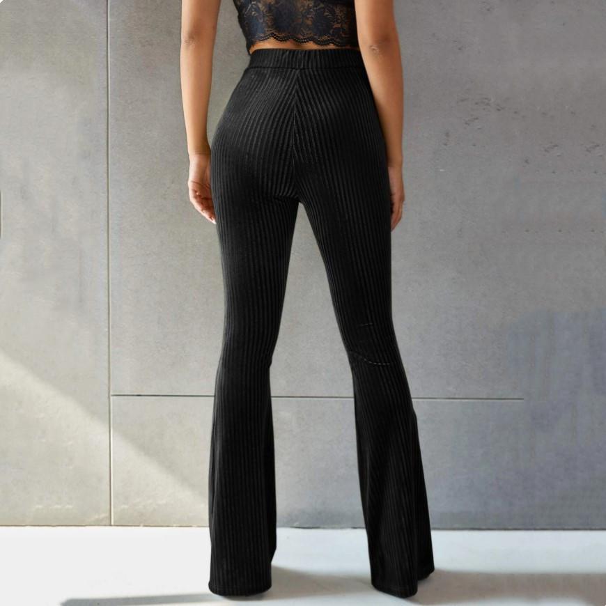 Nové stylové kalhoty pro ženy Slim Fit Vintage Fashion Flare Kalhoty s vysokým pasem Elastické kalhoty