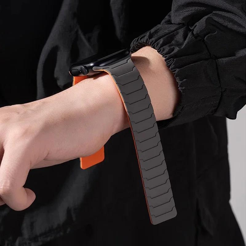 Strap For Apple Watch Ultra 2 Band 49mm 44mm 45mm 40mm 42mm 46mm 41mm 38mm Magnetic Silicone Bracelet IWatch Series 10 SE 9 8 7
