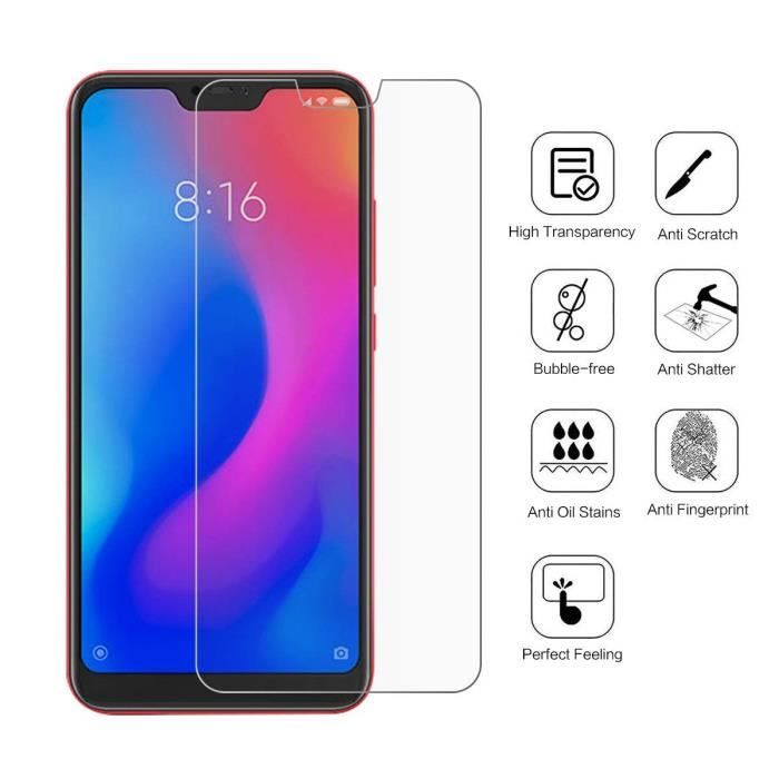 Film de protection d'écran - Phonillico® - Xiaomi MI A2 LITE - Pack de 2 - Verre trempé - Résistant aux rayures