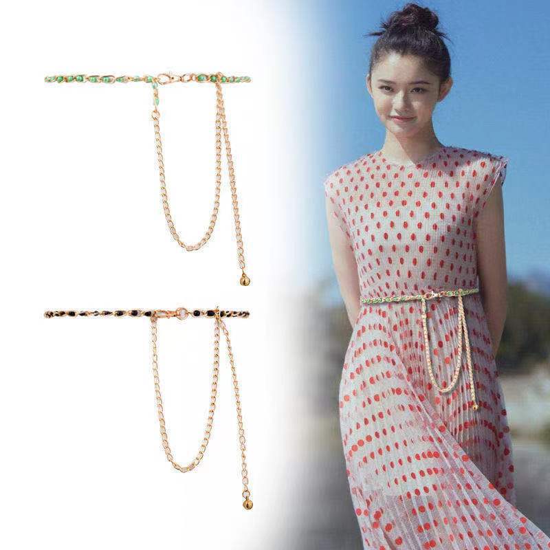 Waist Chain Women's Spring and Summer Dress Decorative Pearl Belt Fashionable Versatile Metal Hook Thin Waist Chain Multi-color Waist Decoration