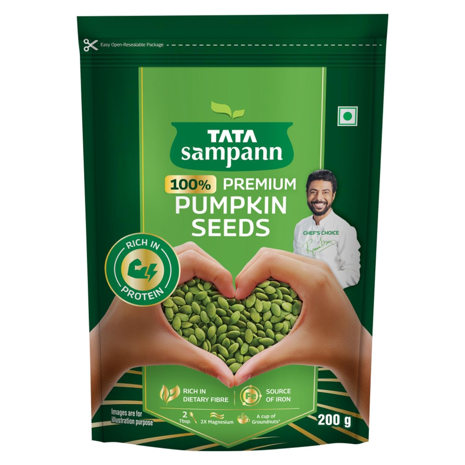 

Tata Sampann Pumpkin Seeds 200g Pack Rich in Protein Fibre Magnesium Phosphorus Raw Unroasted