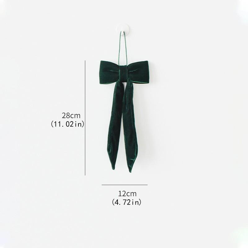 40cm Christmas Velvet Bow Tree Hanging Ornament Long Ribbon Window Display Pendant New Year Christmas Tree Fireplace Doors Decor
