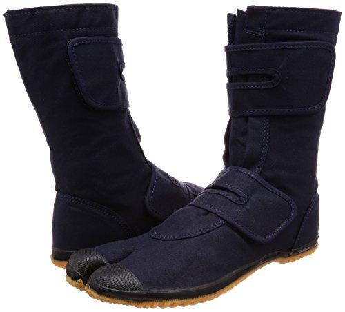 Nissin Rubber Men's Long Work Boots for Self-Gardening, Split Toe, Velcro Closure, No Toe Cap, Navy, Size 26.5 cm