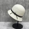 White Moonlight Wearing Australian Hair Top Hat Women'S French Hepburn Style Showing Face Small Wool Bucket Hat