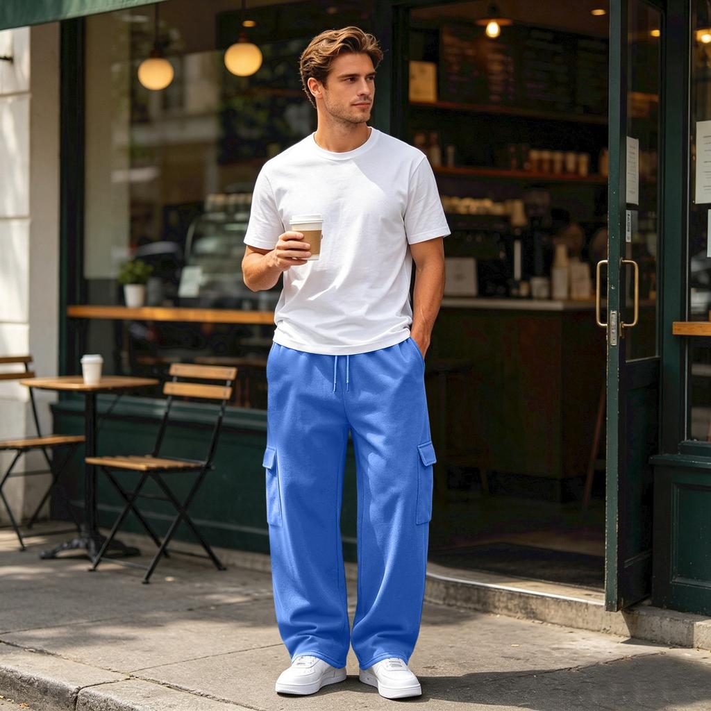 Pantalon de jogging cargo pour homme avec 4 poches, Coupe ample pour un usage quotidien décontracté