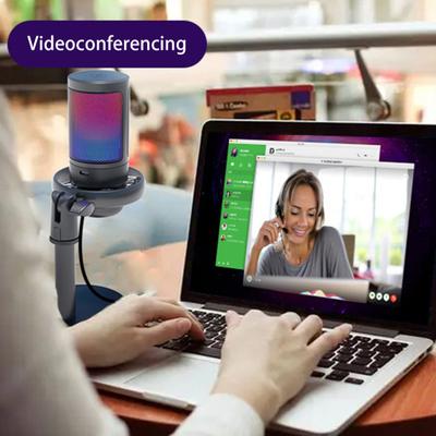 USB Gaming Microphone RGB Computer Microphone with Filter Studio Recording Streaming Content Creation PC