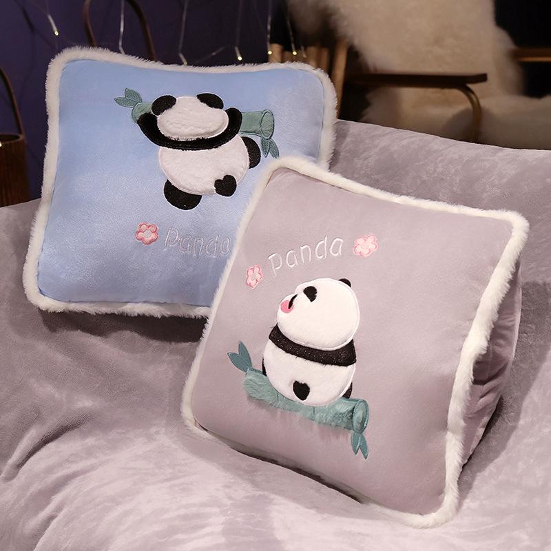 Cartoon Panda Throw Pillow Quilt Dual-Purpose Two-In-One Pillow Office Lunch Break Nap Blanket Car Throw Pillow Quilt