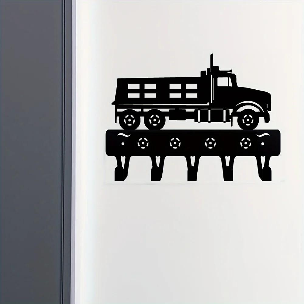 1pc Dump Truck Key Rack Hanger Wall Mounted Hook Up Pretty Artwork Shape Wall-Mounted Hooks Metal Wall Art for Home Decor