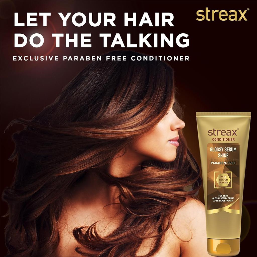 Streax Glossy Serum Shine Hair Conditioner For Dry Frizzy Hair 240Ml Deep Moisturizing Treatment
