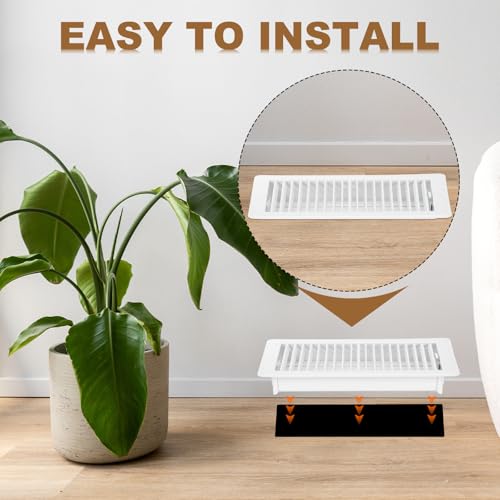 PATIKIL Underfloor Vent, 30 x 10 cm, Floor Register Air Drain, Ventilation System, Adjustable, Wall-Mounted, White, 2-Piece Set
