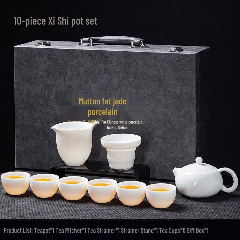 Qiwei Yongci Dehua Mutton-Fat Jade Porcelain Tea Set