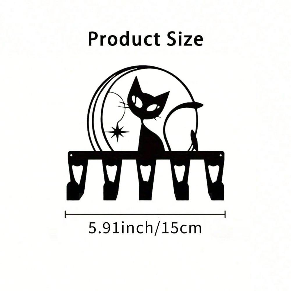 

Modern Cat Key Holder Wall Decor Metal Hooks Iron Art Space Saving Gift for Cat Lovers TY-101051