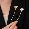 Corsage Ornament Long Leaf Pin French Style Metal Glossy Brooch  Western-style Clothes