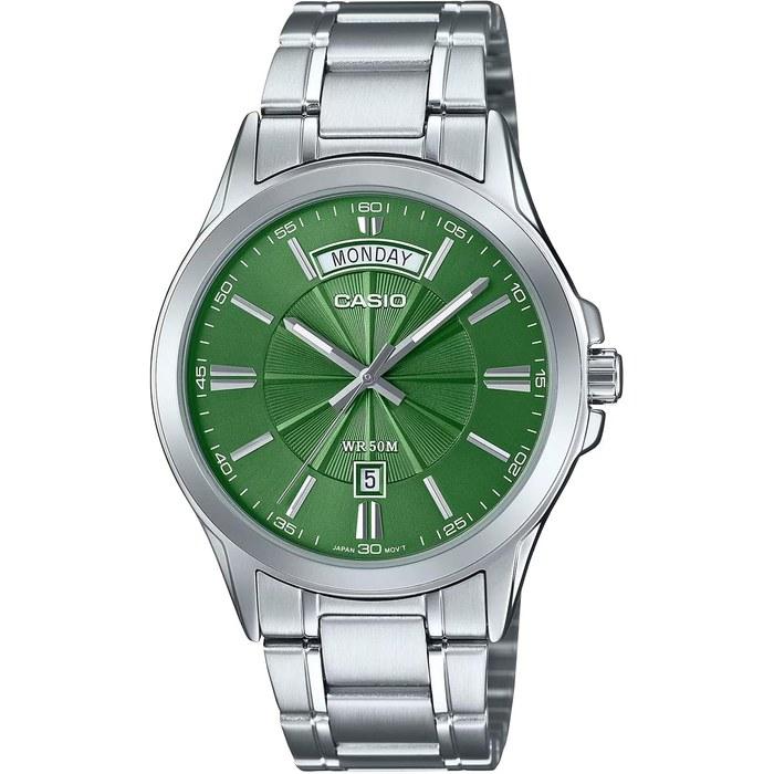 Casio MTP-1381D-3AV Men s Analog Quartz Watch (Silver/Green)