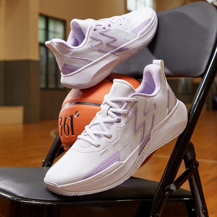 Scarpe da Basket 361 Big3 Team Ammortizzazione Resistenti all'Abrasione Traspiranti Basse da Uomo Bianco Viola 672331109-1