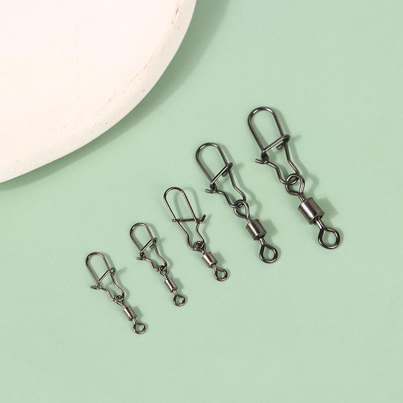 100 Buc/Cutie Conector Pescuit Inox Pin 4# 6# 8#10#12# Vârtel Rulant cu Rulment cu Agrafă Accesorii Momeală Cârlig de Pescuit
