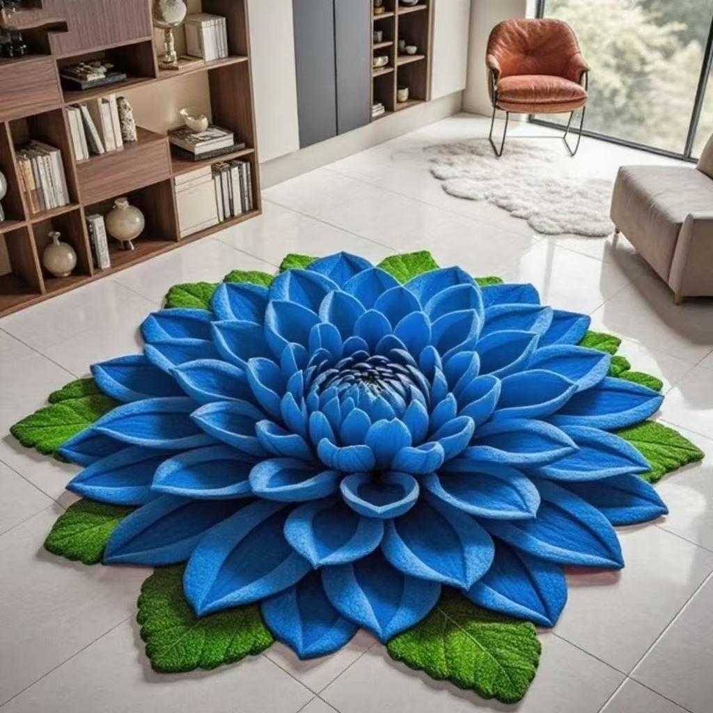 3D Stereoscopic Vision Floral Living Room Decoration Carpet, Floor Mat