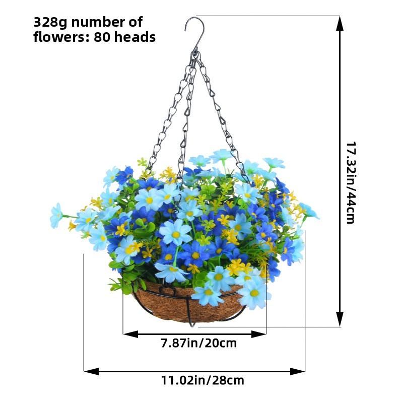 

Home Decor Artificial Flower Hanging Basket With Butterfly Design For Living Room And Garden Blue Basket