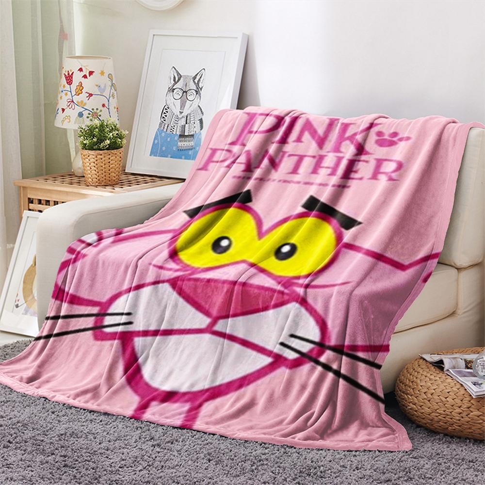 1 ks Růžový panter Potisk Flanelová deka, Vysoká kvalita Pohodlná pro Všechna roční období, Domácí dekorace, Teplo a Pohodlí, Perfektní pro Vánoční dárky209