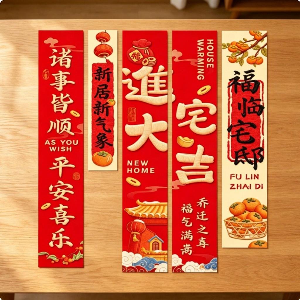 Chinese Housewarming Banner Set Festive Atmosphere Home Good Luck Scrolls