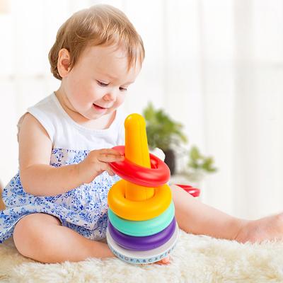 Stapelmusik Kinder pädagogischer Regenbogenturmring 0-1 Jahr altes Kleinkind frühe Bildung sechs sieben acht neun Monate 10 Babyspielzeug