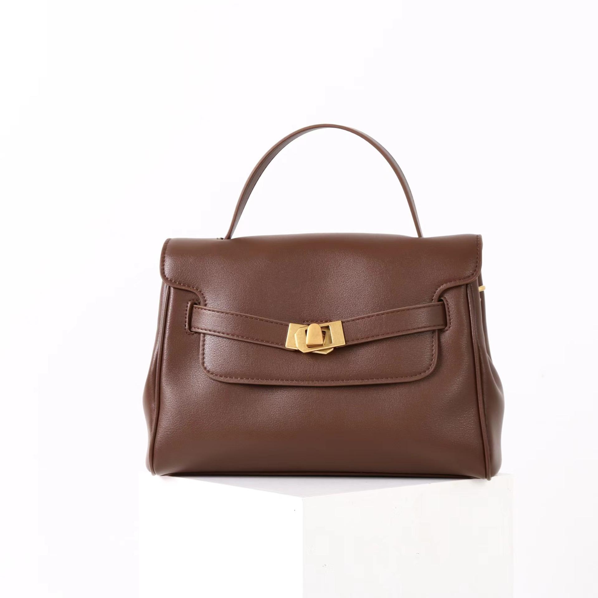 

2025 new commuter retro versatile shoulder messenger bag going out to work briefcase women s bag fashion trend shoulder 25cm кавовий