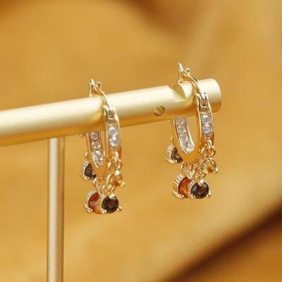 Original Design Radiant Trendy Orange Gemstone Earrings For Women High Quality And Exquisite Fashion Hoop Earring Jewelry
