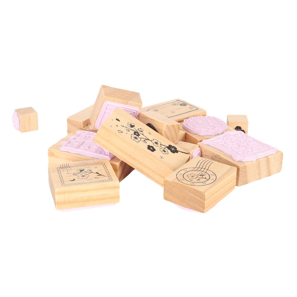 Sello de Goma de Madera Delicado Set de Sellos Decorativos de Madera para Arte Manualidades Diario Scrapbooking Planificador Tarjetas de Letras