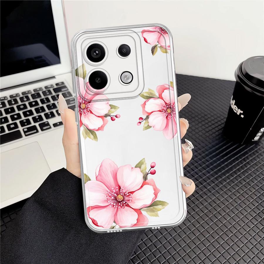

Красивый чехол с цветами персика для Xiaomi Redmi Note 14 Pro Plus 13C 14C 11S A4 9 10 12 11 12S Note 13 10S Мягкая крышка для телефона Redmi Note 9 Pro