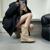 South Korea's new autumn and winter retro high heels French pointed short boots Western knight cowboy boots