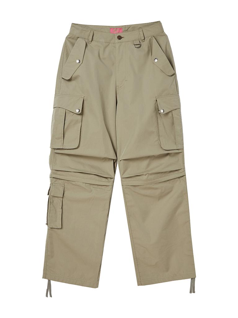 NYXX Zipper Cut Cargo Pocket Pants Khaki