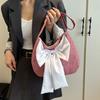 Cloth Bow Shoulder Bag Japanese Style Canvas Tote Bag Casual Plaid Shoulder Bag  Girl