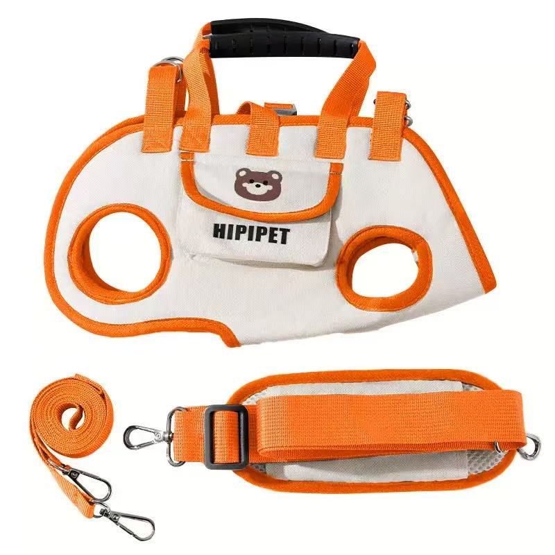 

Portable Breathable Pet Carrier Sling & Backpack for Dogs & Cats, Adjustable Full-Body Harness with Traction Leash S помаранчевий