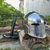 Barbute  Helmet  Knight Wearable Helmet, for Roleplaying Games, Steel Helmet with Lining and Chin Strap