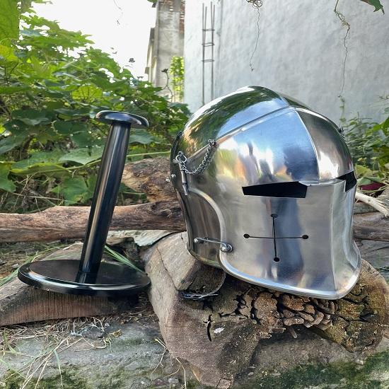 Barbute  Helmet  Knight Wearable Helmet, for Roleplaying Games, Steel Helmet with Lining and Chin Strap