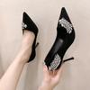 Fashion New Women's Spring Beautiful Elegant High Heels with Diamond Women's Versatile Stiletto Fashion Single Shoes Zapatos Mujer