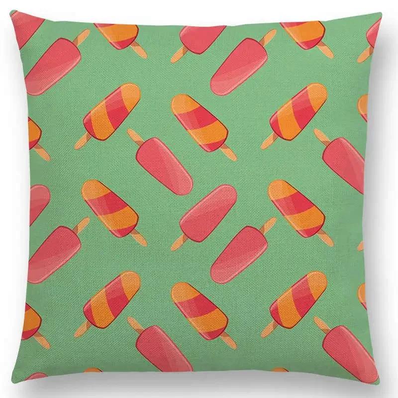 Colorful Prints Cushion Cover Chocolate Candy Donuts Pretty Ice Cream Pattern Color Party Sofa Throw Pillow Case Decor