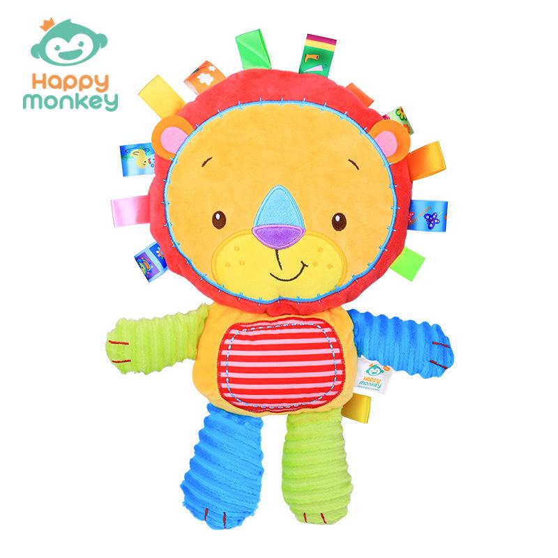Happy Monkey Baby Plush Rattle - Soft Soothing Toy for Newborns