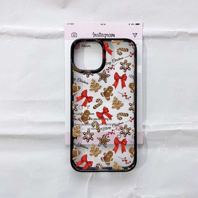 Cute Pink Bowknot Bow Phone Case for IPhone 16 17 15 14 13 12 11 Pro Max 13 12 7 8Plus Cartoon Christmas Style Clear Pink Cover