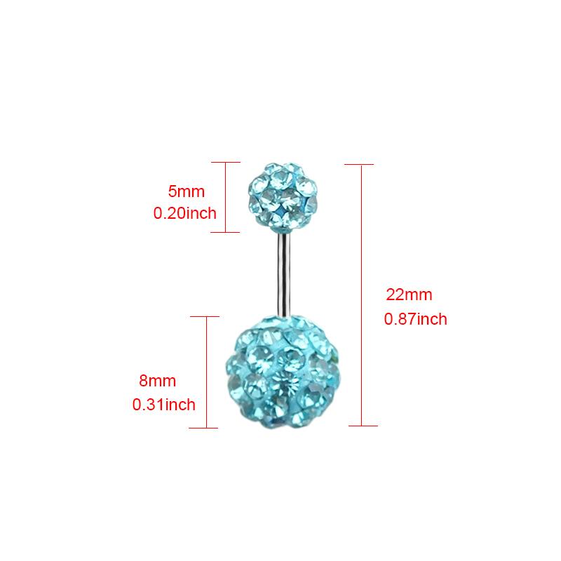 Hübscher Kristall Strass Kugel Bauchnabel Piercing Ring Körperpiercing