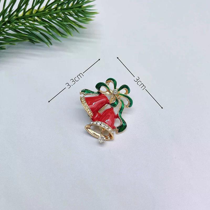 Luxury Exquisite Christmas Rhinestones Brooch Pin For Women Unisex Garland Bell Versatile Brooch Party Backpack Accessories Gift