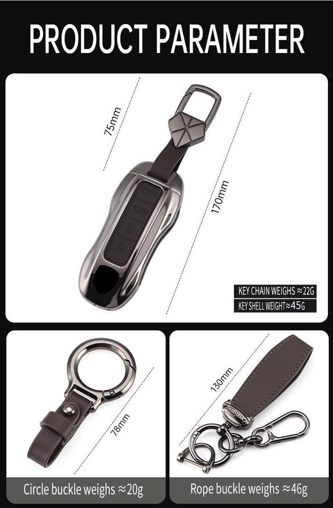 Compatible with Porsche Cayenne 25, Macan, Panamera, 911, 718, Taycan Key Case Cover.