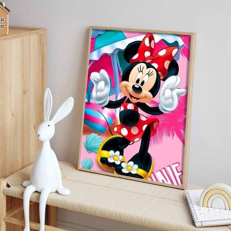 Disney Diamond Painting Minnie Mouse Summer Beach Vibrant Illustration 5D Diamond Painting Art Embroidery Cross Stitch Room Decoration