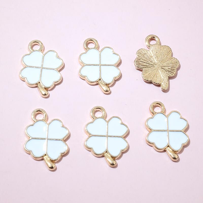 20pcs 18x12mm Enamel Clover Charms Pendant Alloy Metal DIY Jewelry Making Accessories Findingsn for Bracelet Earrings Necklace