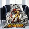 One Punch Man Print Flannel Blanket, Soft Warm Lightweight Throw Blanket for Living Room,Sofa Bed Camping Office