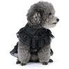 Haustier Hund Katze Mittwoch Kleid Addams Kostüm Cosplay Niedlicher Welpe Kätzchen Schwarzer Mantel Kleidung mit Gürtel Halloween Party Verkleiden Rollenspiel für Kleine