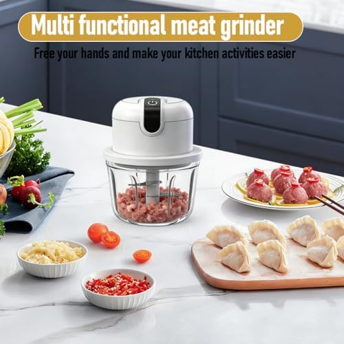 USB Rechargeable Electric Food Chopper 350ml Wireless Mini Kitchen Chopper Multifunctional Food Processor for Onions Garlic Meat Fruit