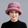 Middle-aged and elderly warm wool hat women's fashion versatile mother basin hat fleece ear protection hat winter cold-proof knitted hat