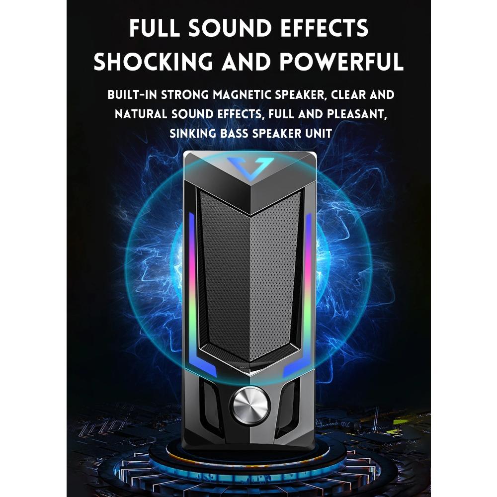 Wired & Bluetooth RGB Computer Speaker, Desktop Computer Speaker, Laptop Speaker, Desktop Stereo Speaker, USB Powered, with LED Ambient